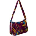 Psychedelic Digital Art Colorful Flower Abstract Multi Colored Zip Up Shoulder Bag View1