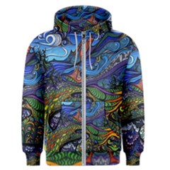 Multicolored Abstract Painting Artwork Psychedelic Colorful Men s Zipper Hoodie by Bedest