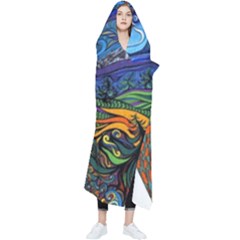 Multicolored Abstract Painting Artwork Psychedelic Colorful Wearable Blanket by Bedest