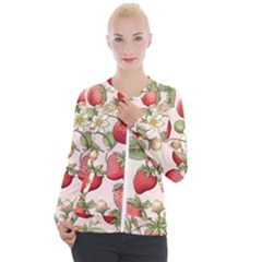 Strawberry Fruit Casual Zip Up Jacket by Bedest