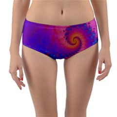 Fractal Art Artwork Magical Purple Reversible Mid-waist Bikini Bottoms by Proyonanggan