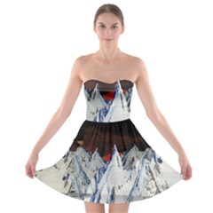 Abstract Painting Cold Temperature Snow Nature Strapless Bra Top Dress by Grandong