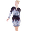 Abstract Painting Cold Temperature Snow Nature Button Long Sleeve Dress View1