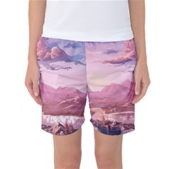 Aesthetic Landscape Vintage Cartoon Women s Basketball Shorts by Sarkoni