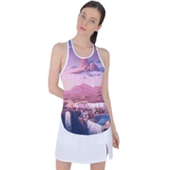 Aesthetic Landscape Vintage Cartoon Racer Back Mesh Tank Top by Sarkoni