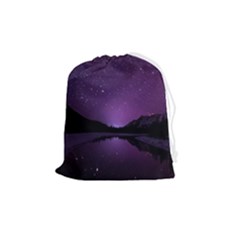 Dark Purple Aesthetic Landscape Drawstring Pouch (medium) by Sarkoni