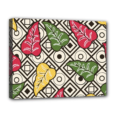 Leaves Foliage Batik Seamless Canvas 14  X 11  (stretched) by Sarkoni