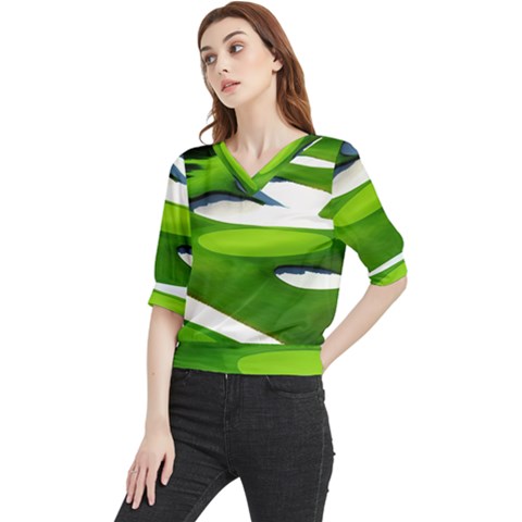 Golf Course Par Green Quarter Sleeve Blouse by Sarkoni