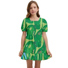 Golf Course Par Golf Course Green Kids  Short Sleeve Dolly Dress by Sarkoni