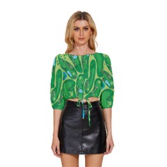 Golf Course Par Golf Course Green Mid Sleeve Drawstring Hem Top by Sarkoni