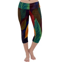 Leaves, Colorful, Desenho, Falling, Capri Yoga Leggings by nateshop