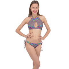 Mandala, Pattern, Abstraction, Colorful, Hd Phone Cross Front Halter Bikini Set by nateshop