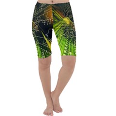 Machine Technology Circuit Electronic Computer Technics Detail Psychedelic Abstract Pattern Cropped Leggings  by Sarkoni