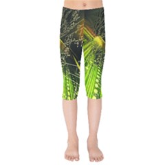 Machine Technology Circuit Electronic Computer Technics Detail Psychedelic Abstract Pattern Kids  Capri Leggings  by Sarkoni