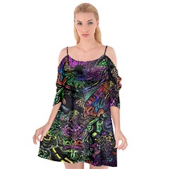 Trippy Dark Psychedelic Cutout Spaghetti Strap Chiffon Dress by Sarkoni