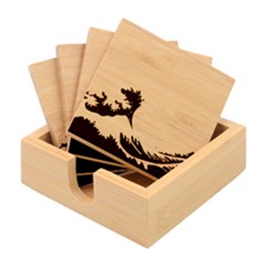 Minimalism Great Wave Off Kanagawa Bamboo Coaster Set by Sarkoni