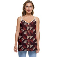 Oriental Dragon Motif Pattern Casual Spaghetti Strap Chiffon Top by Sarkoni