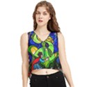 Beauty And The Beast Stained Glass Rose V-Neck Cropped Tank Top View1