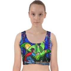 Beauty And The Beast Stained Glass Rose Velvet Racer Back Crop Top by Sarkoni