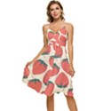 Seamless Strawberry Pattern Vector Sleeveless Tie Front Chiffon Dress View1