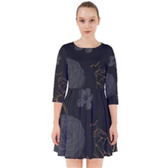Dark And Gold Flower Patterned Smock Dress by Grandong