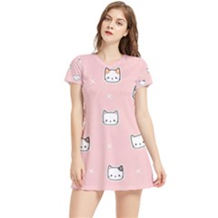 Cute Cat Cartoon Doodle Seamless Pink Pattern Women s Sports Skirt by Grandong