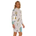 Quiz Backgrounds Ans Seamless Long Sleeve Shirt Collar Bodycon Dress View3