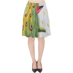Peacock Art Velvet High Waist Skirt by Grandong