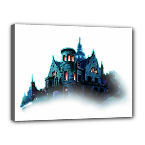 Blue Castle Halloween Horror Haunted House Canvas 16  X 12  (stretched) by Sarkoni