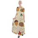 Leaves Foliage Acorns Barrel Half Sleeves Maxi Dress View1
