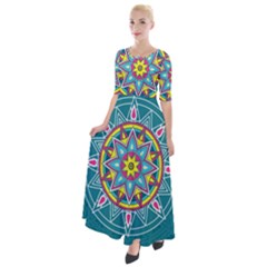 Abstract Digital Artwork Half Sleeves Maxi Dress by Ndabl3x