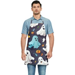 Ghost Pumpkin Scary Kitchen Apron by Ndabl3x
