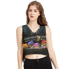 Teenage Mutant Ninja Turtles Leonardo Raphael Michelangelo Donatello V-neck Cropped Tank Top by Sarkoni