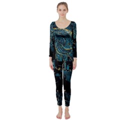 Hogwarts Starry Night Van Gogh Long Sleeve Catsuit by Sarkoni