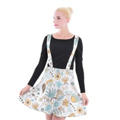 Pattern Flower Leaves, Suspender Skater Skirt by Grandong