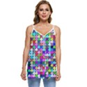 Texture Colorful Abstract Pattern Casual Spaghetti Strap Chiffon Top View1