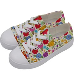 Colorful Flower Abstract Pattern Kids  Low Top Canvas Sneakers by Grandong