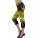 Colorful Autumn Leaves Texture Abstract Pattern Lightweight Velour Capri Leggings  View3