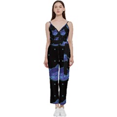 Vector Illustration Of Cat Animal Face Pattern V-neck Camisole Jumpsuit by Ndabl3x