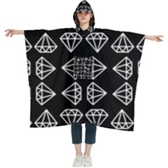 Black Diamond Pattern Women s Hooded Rain Ponchos by Ndabl3x