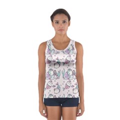 Cartoon Cat Cute Animal Kawaii Pastel Pattern Sport Tank Top  by Ndabl3x