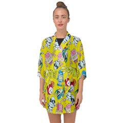 Robot Pattern Half Sleeve Chiffon Kimono by Ndabl3x