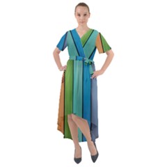 Rainbow Front Wrap High Low Dress by zappwaits