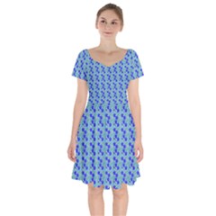 Skyblue Floral Short Sleeve Bardot Dress by Sparkle