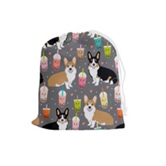 Welsh Corgi Dog Boba Tea Bubble Kawaii Drawstring Pouch (large) by Grandong
