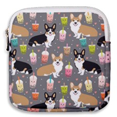 Welsh Corgi Dog Boba Tea Bubble Kawaii Mini Square Pouch by Grandong