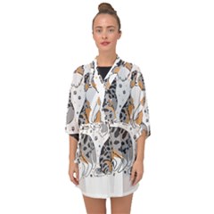 Australian Shepherd Dog T- Shirt Australian Shepherd Dog Illustration T- Shirt Half Sleeve Chiffon Kimono by hizuto