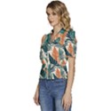 Colorful Tropical Leaf Puffed Short Sleeve Button Up Jacket View2