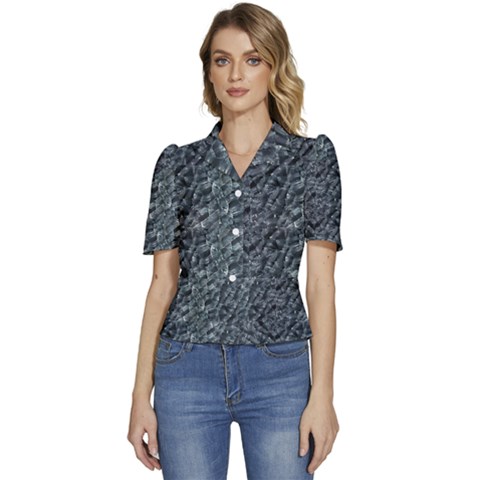 Ceramics Broken  Puffed Short Sleeve Button Up Jacket by Internationalstore