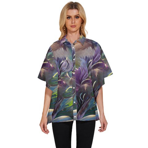 Abstract Blossoms  Women s Batwing Button Up Shirt by Internationalstore